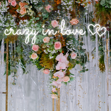 Load image into Gallery viewer, "crazy in love" Double Heart Horizontal Design Neon Sign