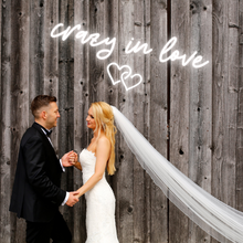 Load image into Gallery viewer, "crazy in love" Double Heart Design Neon Sign