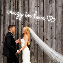 Load image into Gallery viewer, "crazy in love" Double Heart Horizontal Design Neon Sign
