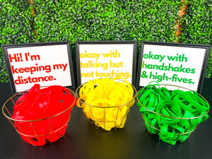 Social Distancing COVID Wristband Kit - For Larger Gatherings, Weddings, & Events - 3 Sign Design